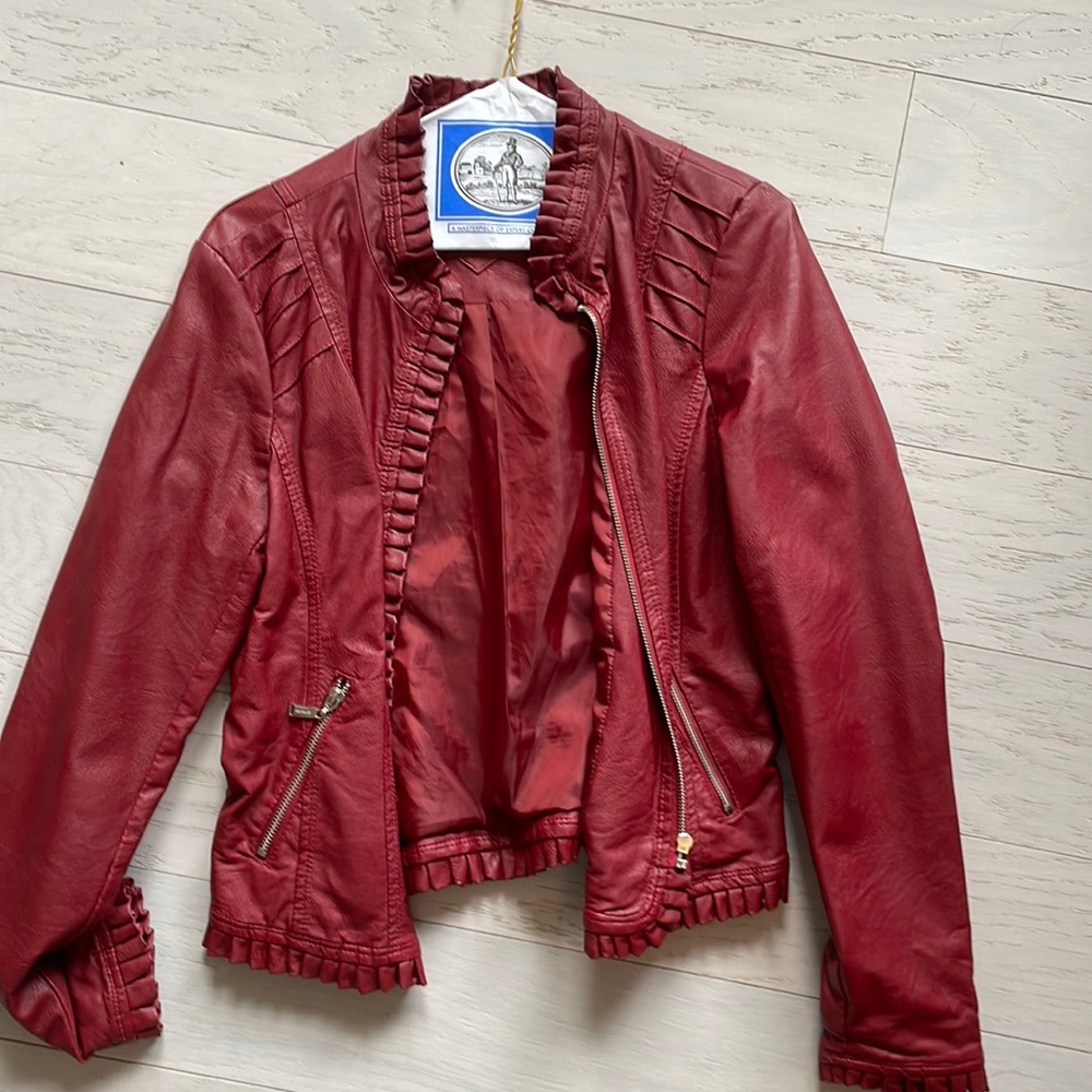 joujou red leather jacket. lightly worn